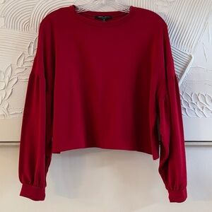Romeo and Juliet Couture Women's Long Sleeve Crop Top  Maroon SZ M